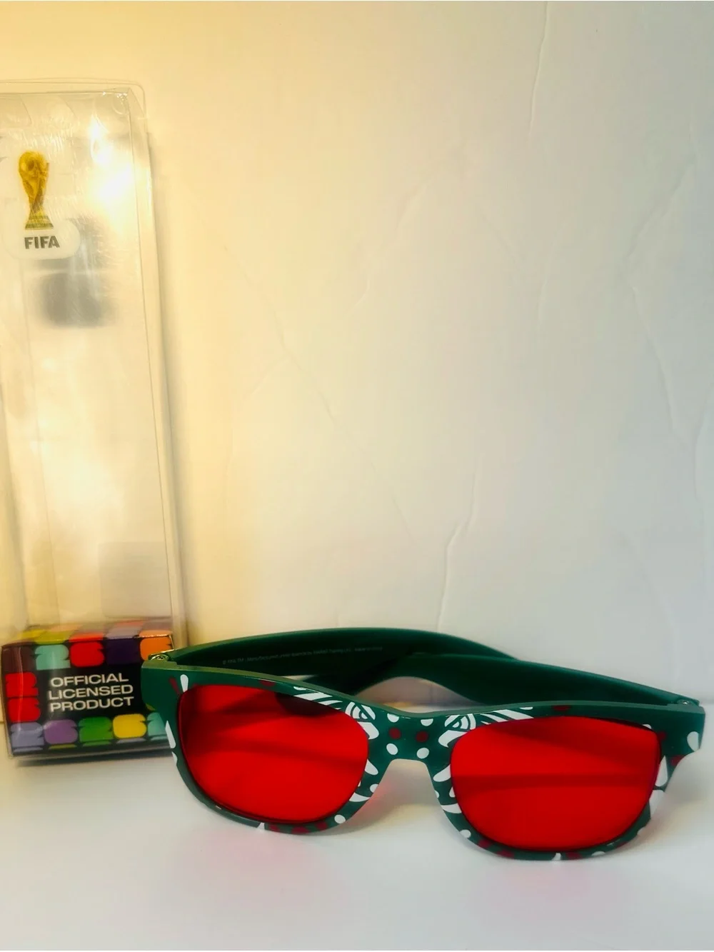FIFA Official Mexico Green Patterned Frame Sunglasses with Red Lenses
